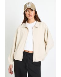 Boohoo - Interlock Bubble Hem Zip Through Bomber Sweatshirt - Lyst