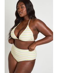 Boohoo - Plus Striped Triangle Bikini Top And High Waist Bottoms Set - Lyst