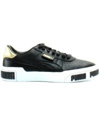 PUMA - Cali Bold Metallic Leather Lace Up Trainers 371207 02 - Lyst
