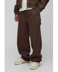 BoohooMAN - Relaxed Fit Carpenter Washed Twill Pants - Lyst