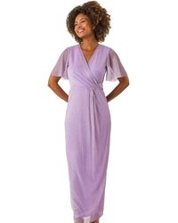 Roman - Metallic Plisse Bodycon Maxi Dress - Lyst