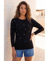 Roman - Heart Embroidered Knit Jumper - Lyst