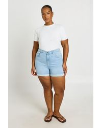 Boohoo - Plus High Waist Booty Lifting Denim Short - Lyst