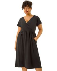 Roman - Curve Wrap Front Stretch Dress - Lyst