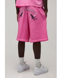 BoohooMAN - Baggy Fit Washed Bright Printed Short - Lyst