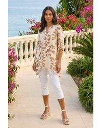 Roman - Leaf Print Wrap Hem Tunic Top - Lyst