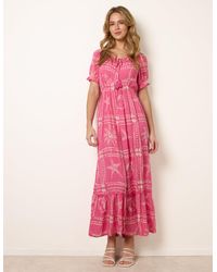 Blue Vanilla - Starfish Print Tie Front Maxi Dress - Lyst