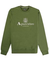 Aquascutum - Active Big Logo Crew Neck Army Sweatshirt Cotton - Lyst
