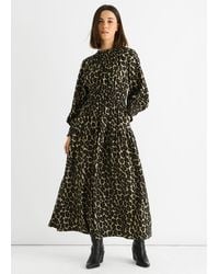 Gini London - Animal Print Shirred High Neck Maxi Dress - Lyst