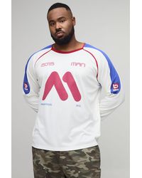BoohooMAN - Plus Oversized Moto Print Raglan Sports Top - Lyst