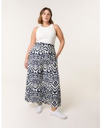 Blue Vanilla - Curve Abstract Printed Shirred Waist Wide Leg Trousers - Lyst