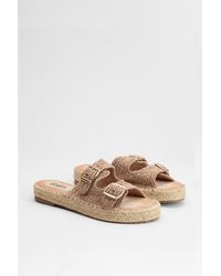 Faith - Elissa Textured Double Buckle Footbed Sandals - Lyst