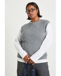 Boohoo - Plus Knitted Crew Neck Vest - Lyst