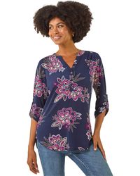 Roman - Floral Puff Print Stretch Shirt - Lyst