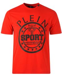 Philipp Plein - Rood T-shirt Met Groot Cirkellogo - Lyst