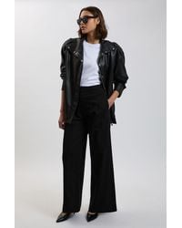 Karen Millen - Denim Seam Detail Wide Leg Jean - Lyst