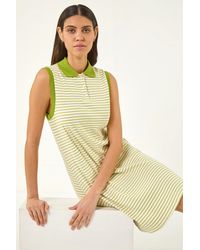 Roman - Stripe Collared Mini Dress - Lyst