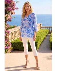 Roman - Floral Print Side Tie Top - Lyst