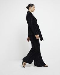 River Island - Velvet Wide Leg Trousers - Lyst