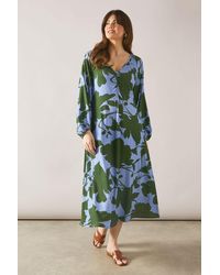 Wallis - Floral Jersey Ruched Relaxed Smock Dress - Lyst