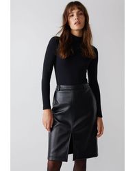 Warehouse - Stitch Detail Faux Leather Pencil Skirt - Lyst