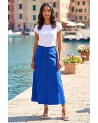 Roman - Linen Button Pencil Midi Skirt - Lyst