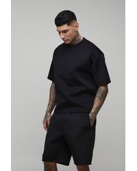 BoohooMAN - Tall Oversized Boxy Bonded Scuba T-Shirt & Relaxed Short Set - Lyst