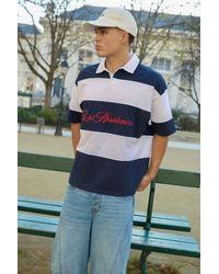BoohooMAN - Oversized La Residence Embroidered Stripe Rugby Polo - Lyst