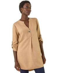 Roman - Horn Button Detail Longline Top - Lyst