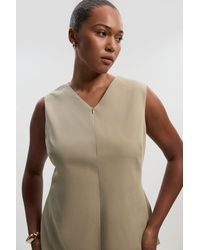 Karen Millen - Plus Size Polished Viscose Sleeveless Tailored Zip Front Top - Lyst