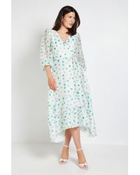 Wallis - Polka Dot Ruffle Wrap Midi Dress - Lyst