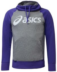 Asics - Logo Grey/purple Hoodie Cotton - Lyst