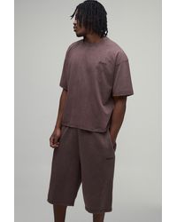 BoohooMAN - Tall Oversized Boxy Washed Sport T-Shirt & Shorts Set - Lyst