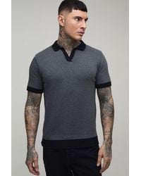 BoohooMAN - Tall Regular Fit Revere Cotton Blend Knitted Polo - Lyst