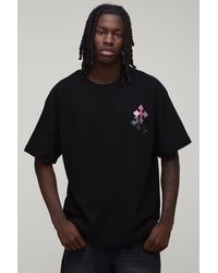 BoohooMAN - Oversized Boxy Cross Embroidered Waffle T-Shirt - Lyst