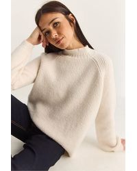 Bianco Lucci - Oversized Crew Neck Knit Sweater - Lyst