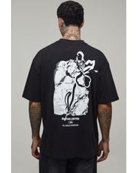 BoohooMAN - Tall Oversized Mono Floral Graphic T-Shirt - Lyst
