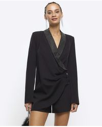 River Island - Playsuit Diamante Collar Wrap - Lyst