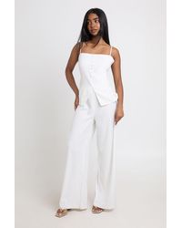 Boohoo - Bandeau Tailored Wide Leg Jumpsuit - Lyst