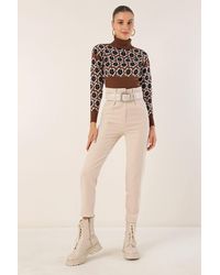 Bigdart - Ankle Length Straight Pants With Bow - Lyst