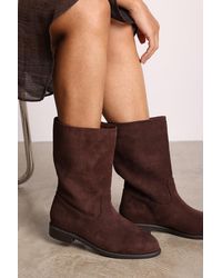 Where's That From - Wheres 'Monroe' Mid Calf Boots With Flat Sole - Lyst