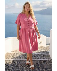 Roman - Curve Button Detail Shirt Dress - Lyst