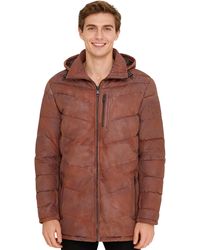Infinity Leather - Quilted Jacket Detachable Hood Puffer Winter Coat - Lyst