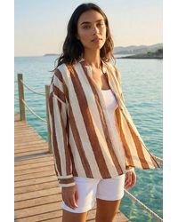 Roman - Stripe Print Relaxed Button Shirt - Lyst