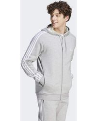 adidas - Essentials Fleece 3-Stripes Full-Zip Hoodie - Lyst