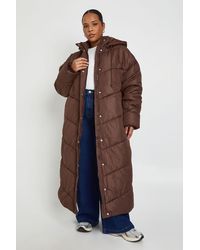 Boohoo - Plus Hooded Quilt Detail Maxi Puffer - Lyst