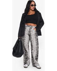 Boohoo - Plus Snake Wide Leg Jean - Lyst