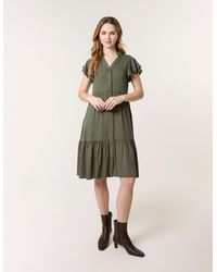 Blue Vanilla - Angel Sleeve Button Front Midi Dress - Lyst