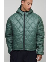 BoohooMAN - Tall Oversized Boxy High Shine Quilted Hooded Funnel Puffer Jacket - Lyst
