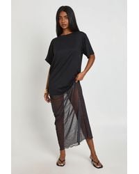 Boohoo - Leopard Printed Mesh Hem T-Shirt Dress - Lyst